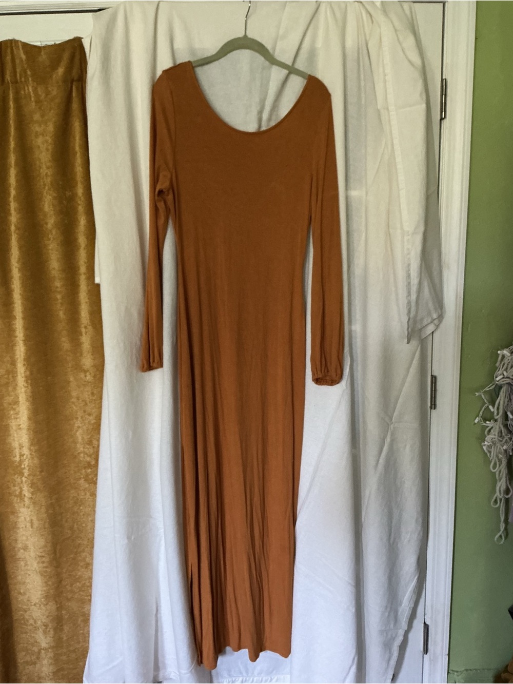 Free People Long Sleeve Maxi Dress in Rust